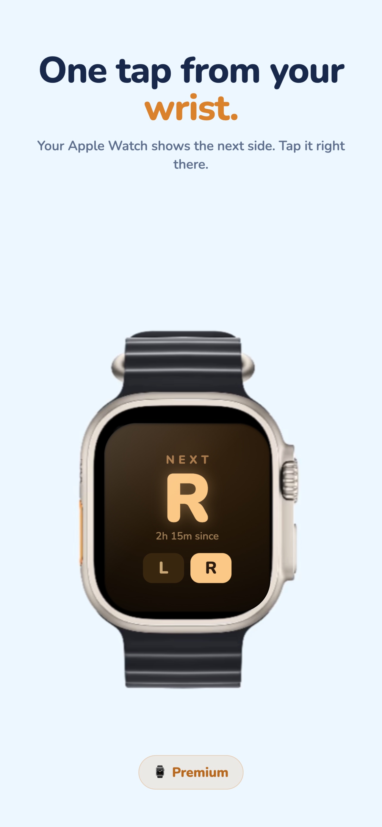 NextSide on Apple Watch — log from your wrist